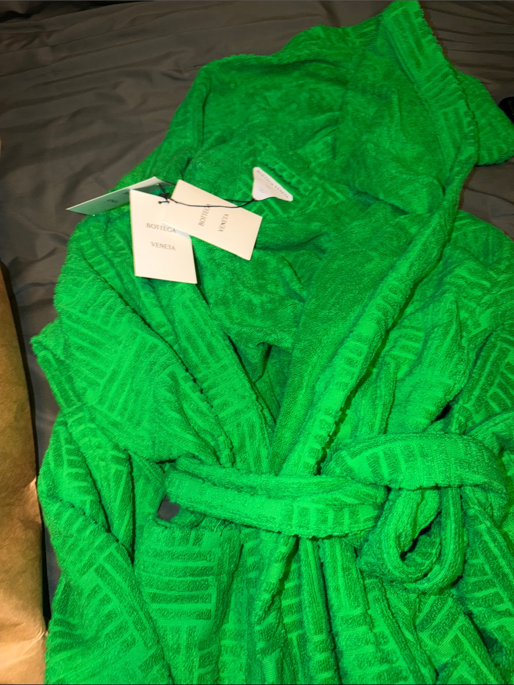 Bottega Veneta Vibrant Green Textured Bathrobe